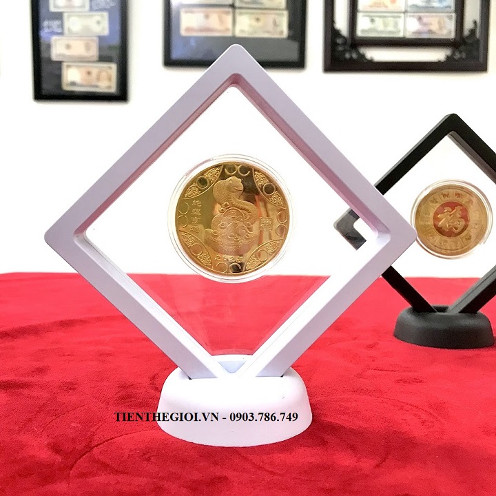 Khung Trưng Bày Xu Con Rắn Hongkong Mạ Vàng